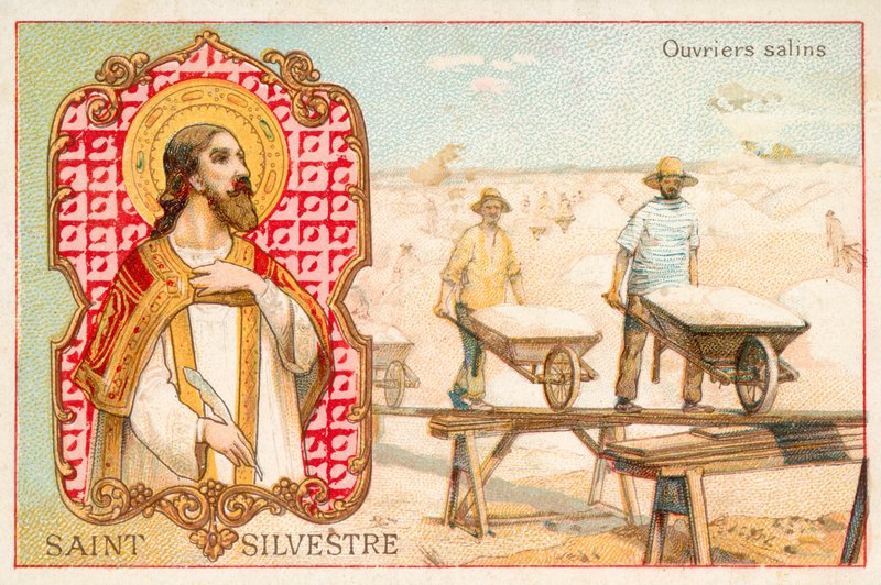 St Sylvester (chromolitho) af French School