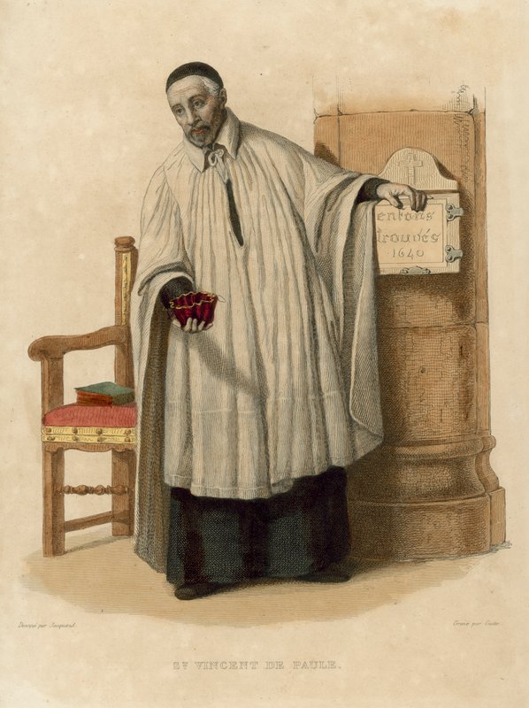 St Vincent de Paule (farvet gravering) af French School