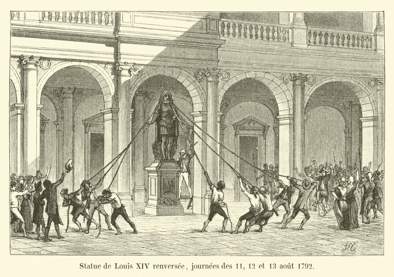 Statue af Louis XIV omvendt, dagene 11, 12 og 13 august 1792 af French School