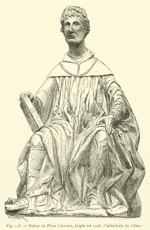 Statue af Plinius den Ældre, rejst i 1498, Cathedral of Come (gravering) af French School