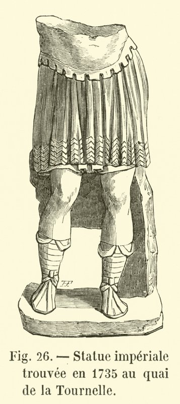 Kejserstatue fundet i 1735 ved Quai de la Tournelle af French School