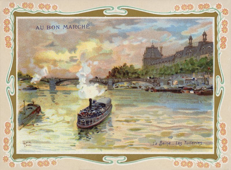 Dampbåde på floden Seinen, Paris af French School