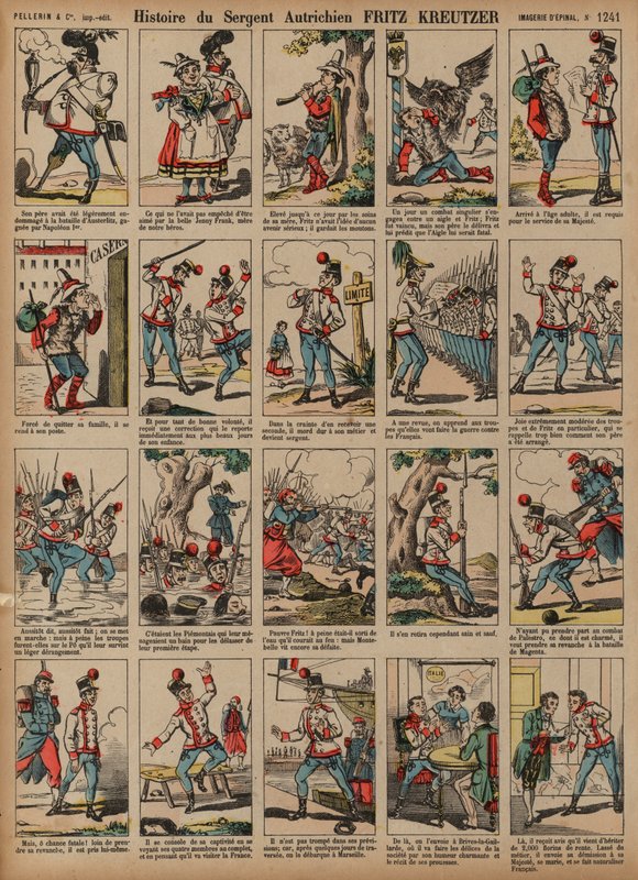 Historien om den østrigske soldat sergent Fritz Kreutzer (farvet gravering) af French School