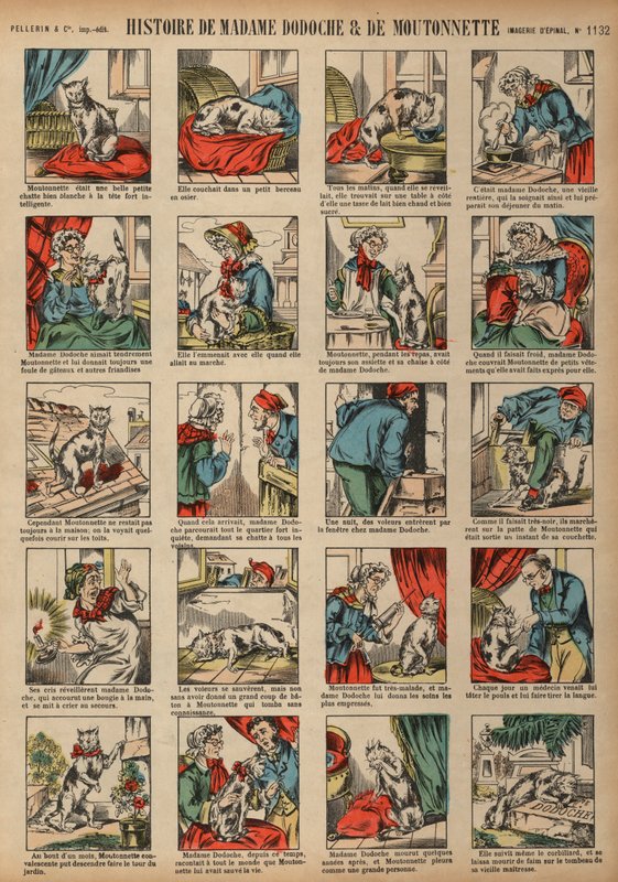 Historien om Madame Dodoche og hendes kat Moutonnette (farvet indgravering) af French School