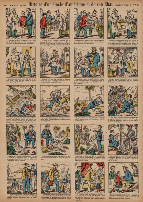 Historien om en amerikansk onkel og hans kat (farvet indgravering) af French School