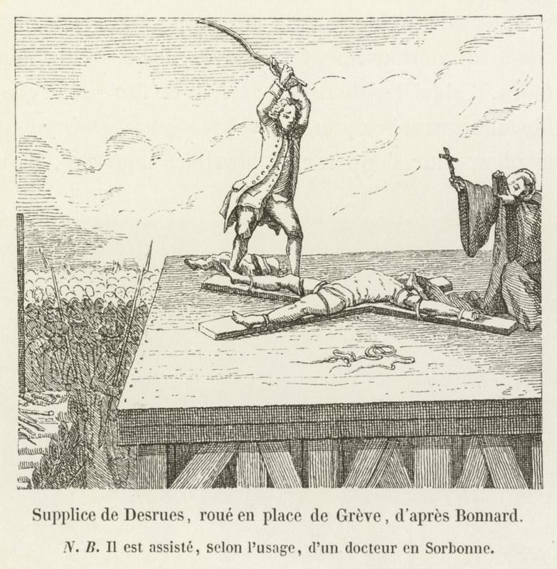 Torment of Desrues, hjul på Place de Greve, efter Bonnard af French School
