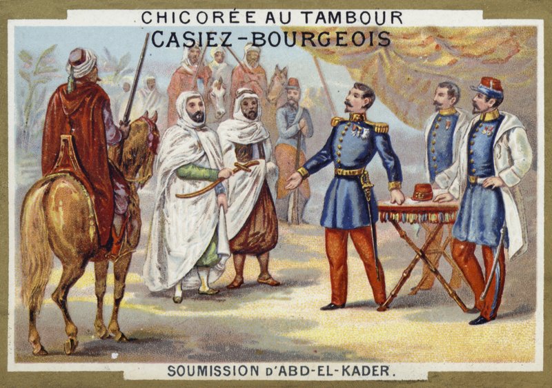 Abdelkaders overgivelse til franskmændene, Algeriet, 1847 af French School