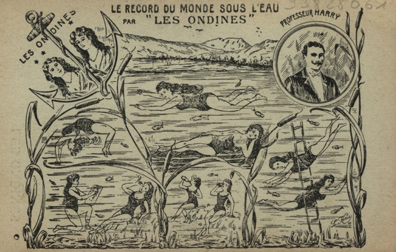 Svømmende piger (litho) af French School