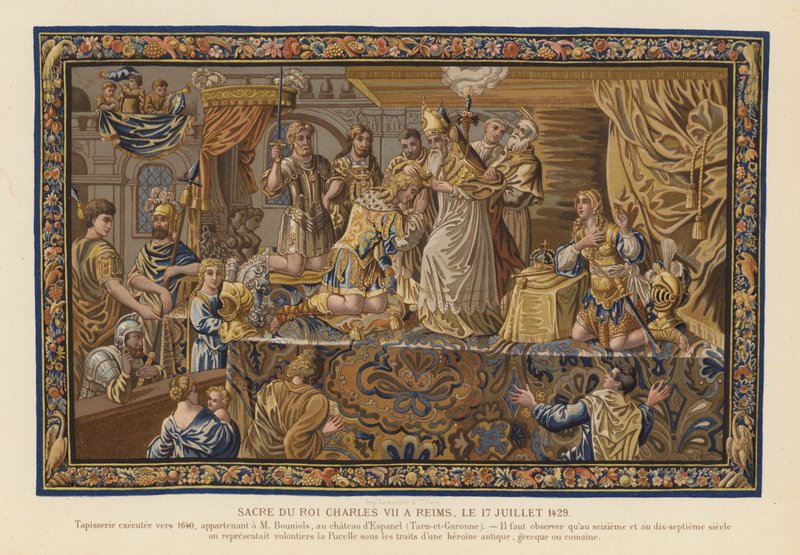 Gobelin, der forestiller kroningen af kong Charles VII af Frankrig, Reims af French School