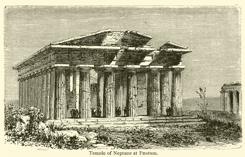Neptuntemplet ved Paestum (gravering) af French School