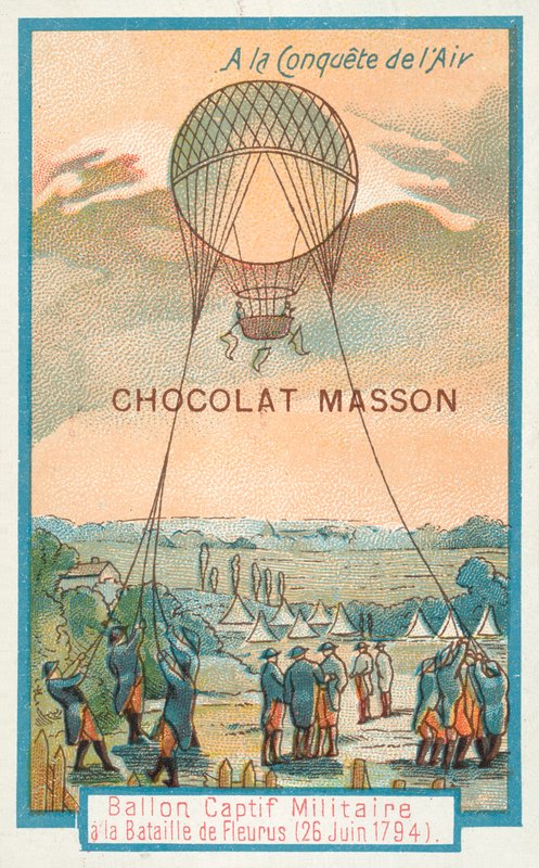 Bundet militærballon i slaget ved Fleurus, 26. juni 1794 af French School