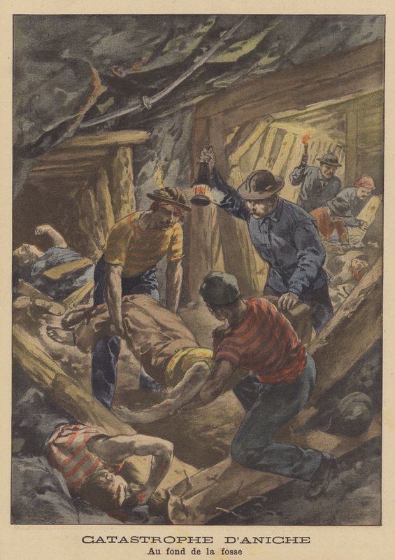 Aniche kulminekatastrofen, Frankrig (farve litho) af French School