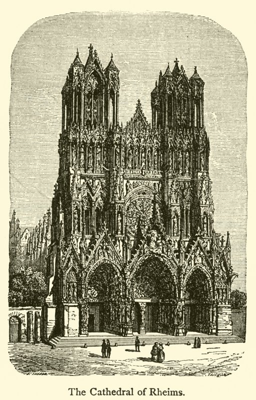 Katedralen i Reims (gravering) af French School