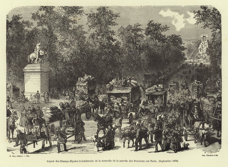 Champs Elysees dagen efter modtagelsen af nyheden om den preussiske march mod Paris, september 1870 af French School
