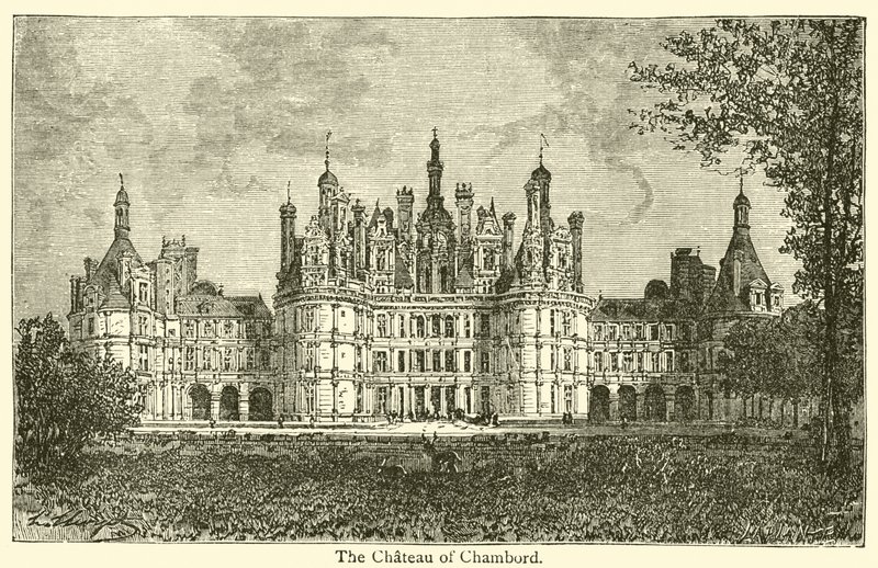 Chateau of Chambord (gravering) af French School