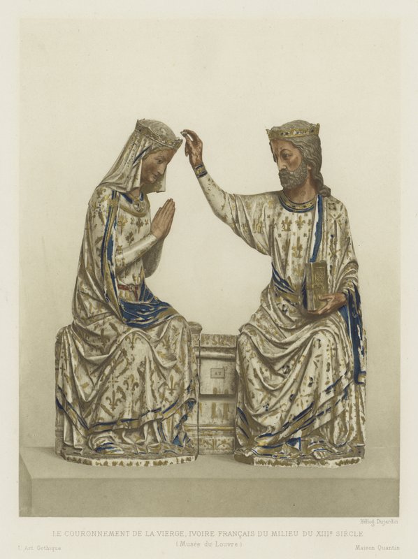 Jomfruens kroning, elfenben, fransk, midten af det 13. århundrede (farve litho) af French School