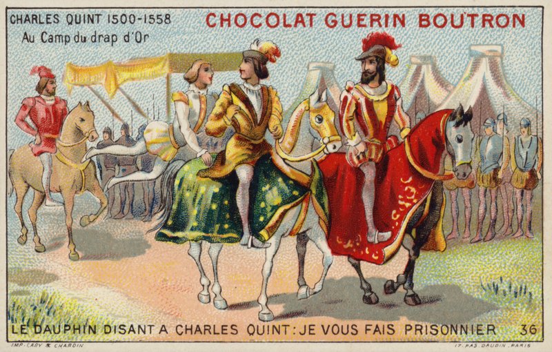 Kejser Karl V ved Guldklædets mark (chromolitho) af French School