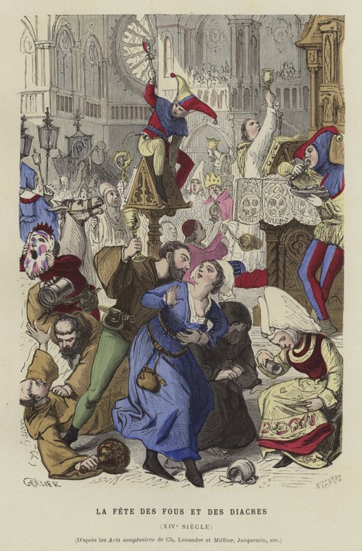Fjollernes og diakonernes fest, 1300-tallet af French School