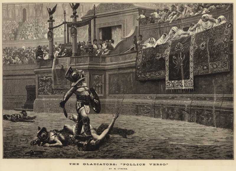 Gladiatorerne, "Pollice Verso" (gravering) af French School