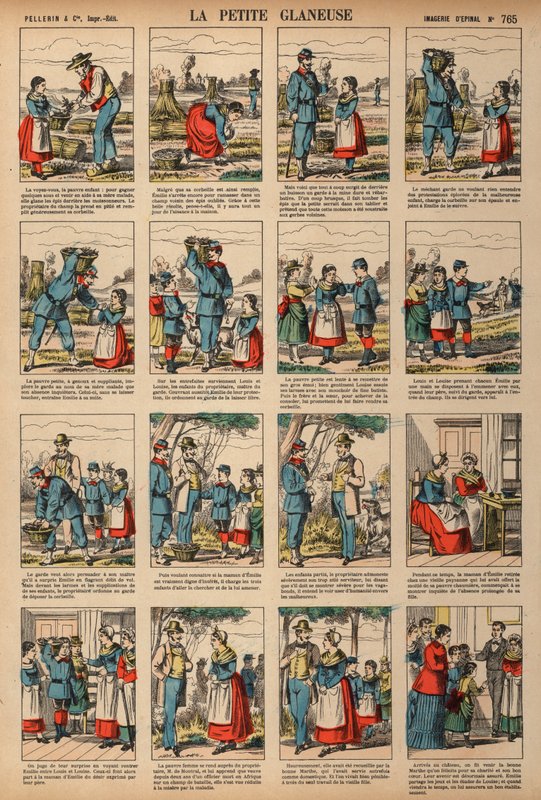 The Little Gleaner (farvet gravering) af French School
