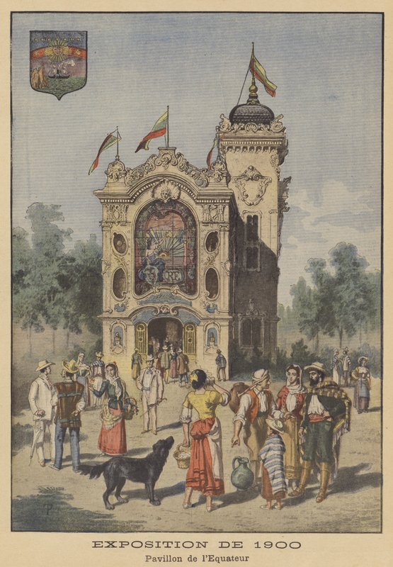 Pavillonen i Ecuador ved Exposition Universelle i 1900 i Paris (farve litho) af French School