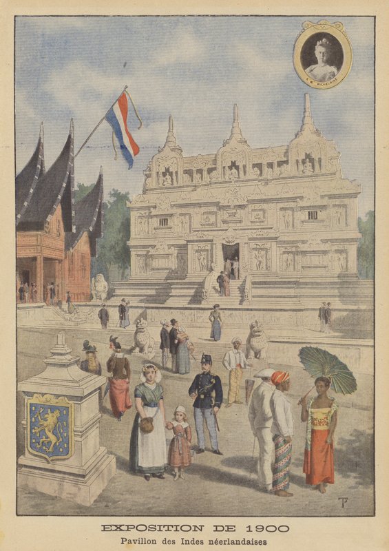 Pavillonen i Hollandsk Ostindien ved Exposition Universelle i 1900 i Paris (farve litho) af French School