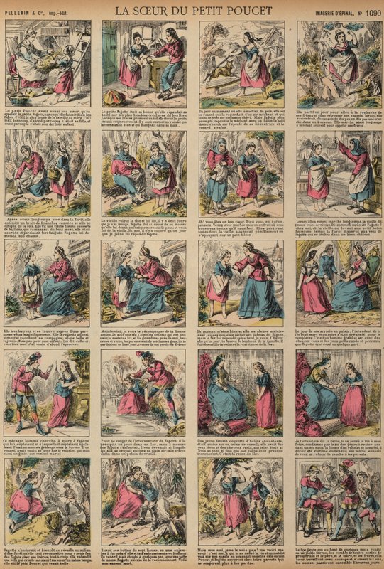 The Sister of Little Tom Thumb (farvet gravering) af French School