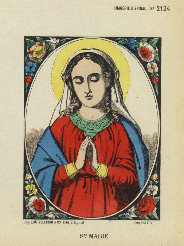 Jomfru Maria (farvelitografi) af French School
