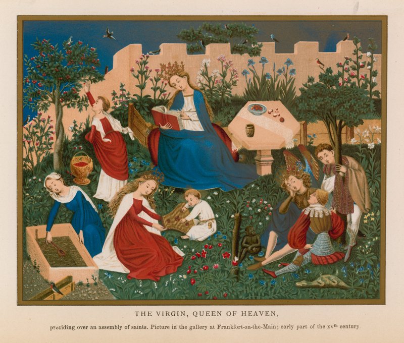 The Virgin, Queen of Heaven (chromolitho) af French School