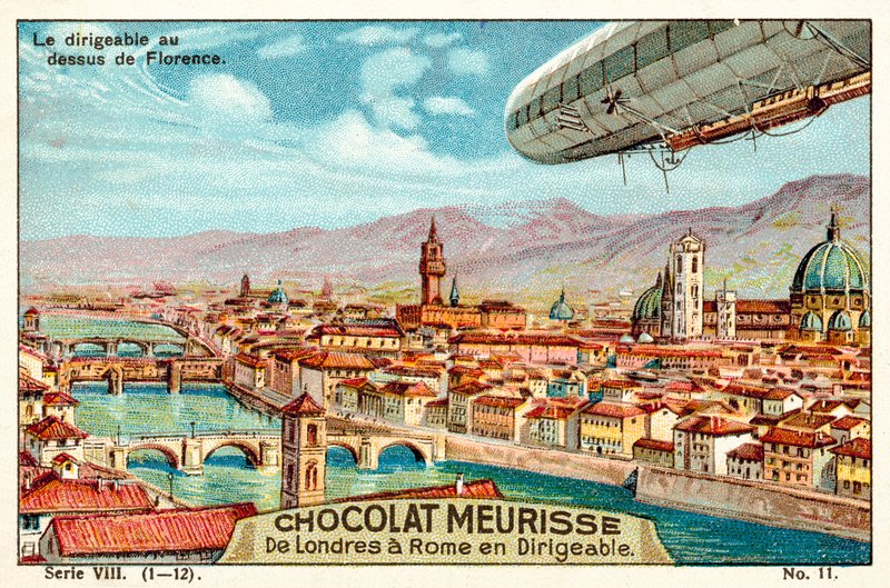 Luftskibet over Firenze (chromolitho) af French School