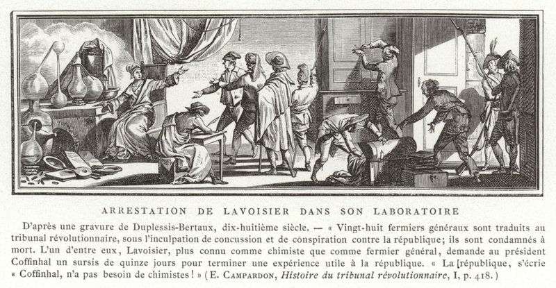 Anholdelsen af Antoine Lavoisier i hans laboratorium, 1794 af French School