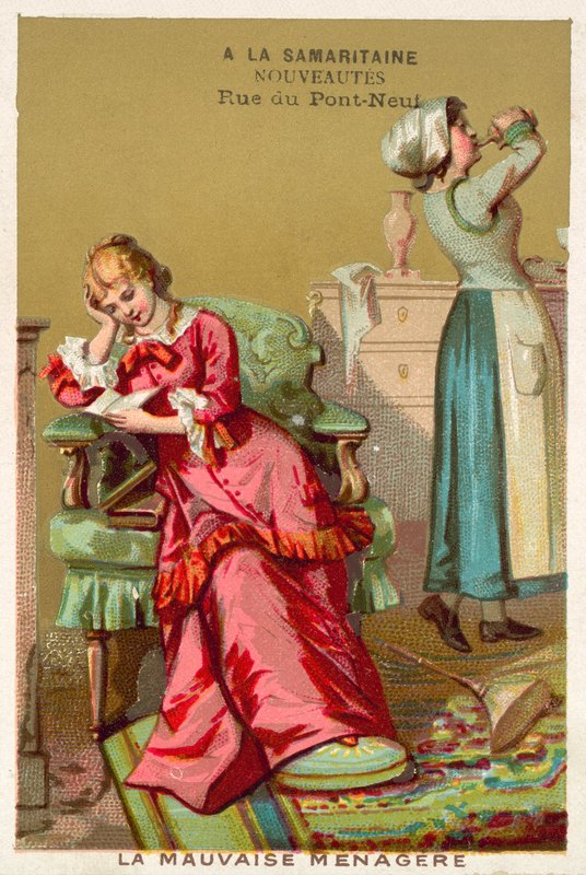 Den dårlige husholderske (chromolitho) af French School