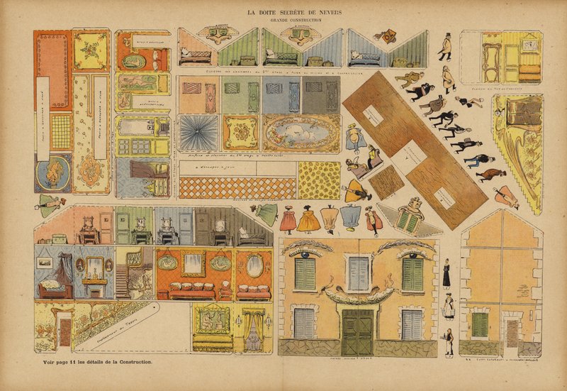 Bordellet i Nevers. Illustration til Le Rire (farve litho) af French School
