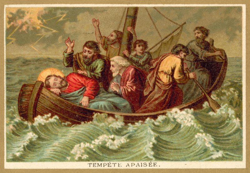 Stillingen af stormen (chromolitho) af French School