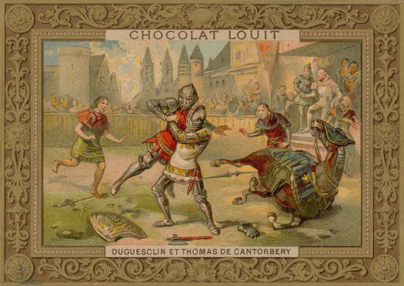 Duellen mellem Bertrand Du Guesclin (ca. 1320-1380) og Thomas af Canterbury af French School