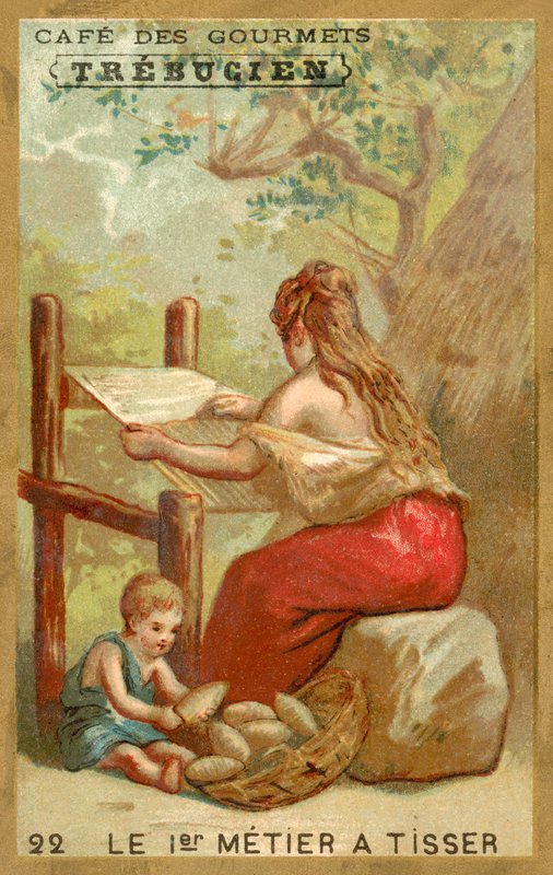 Den første væv (chromolitho) af French School