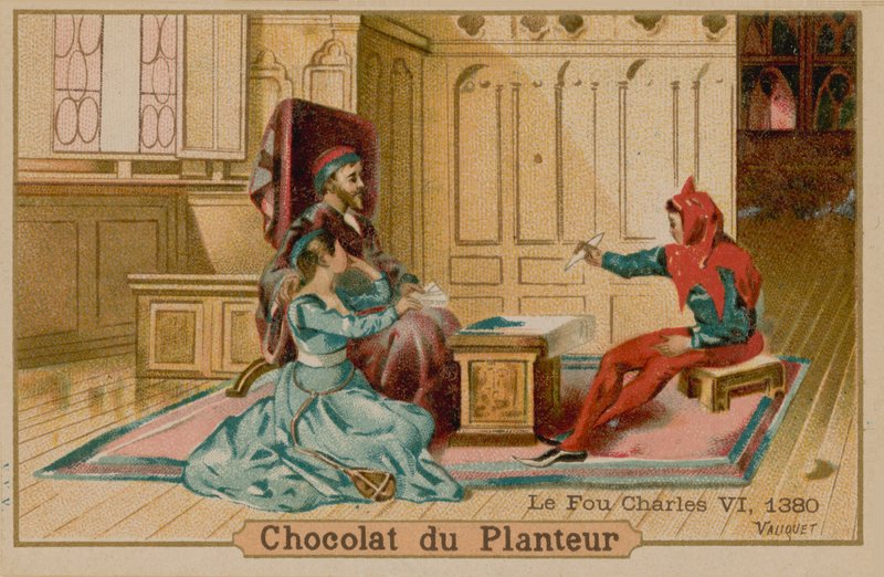 Narren og Charles VI, konge af Frankrig (1368-1422) af French School
