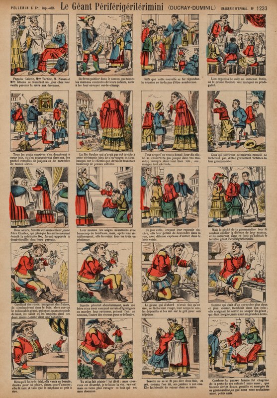 Den gigantiske Periferigerilerimini (farvet gravering) af French School