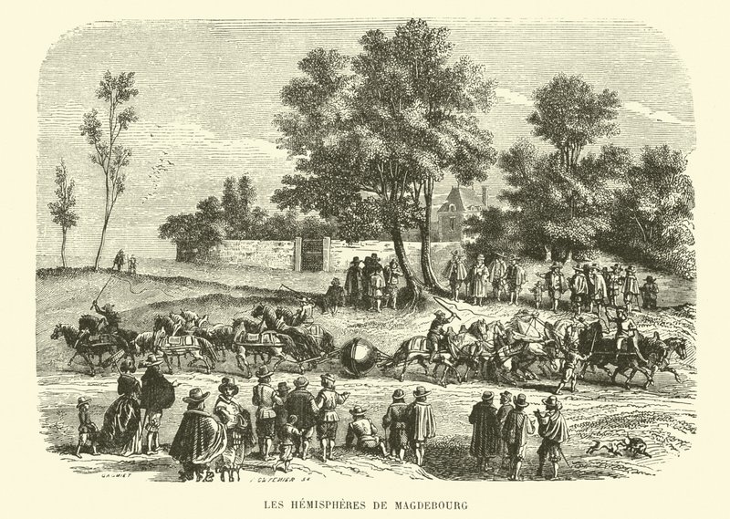 Halvkuglerne i Magdebourg (gravering) af French School