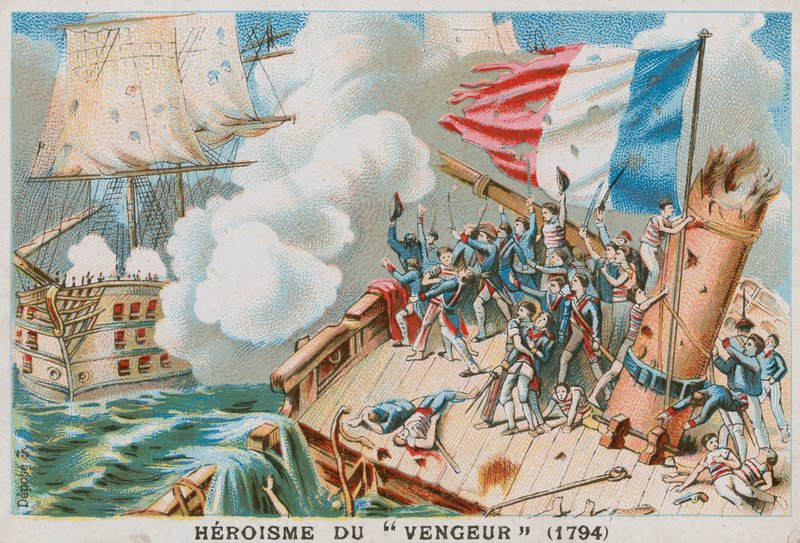 Heltemodet fra det franske krigsskib Vengeur du Peuple, 1794. af French School