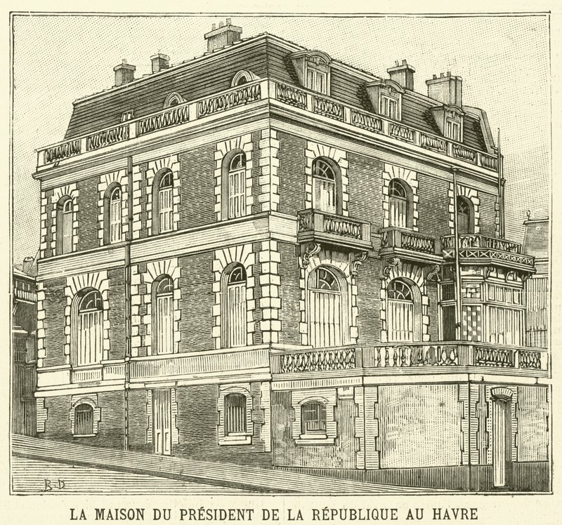 Frankrigs præsidents hus i Le Havre (gravering) af French School