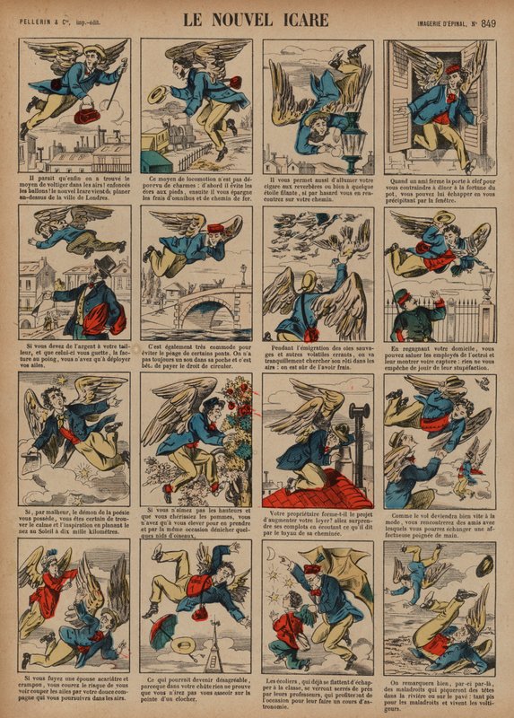 Den nye Icarus (farvet gravering) af French School