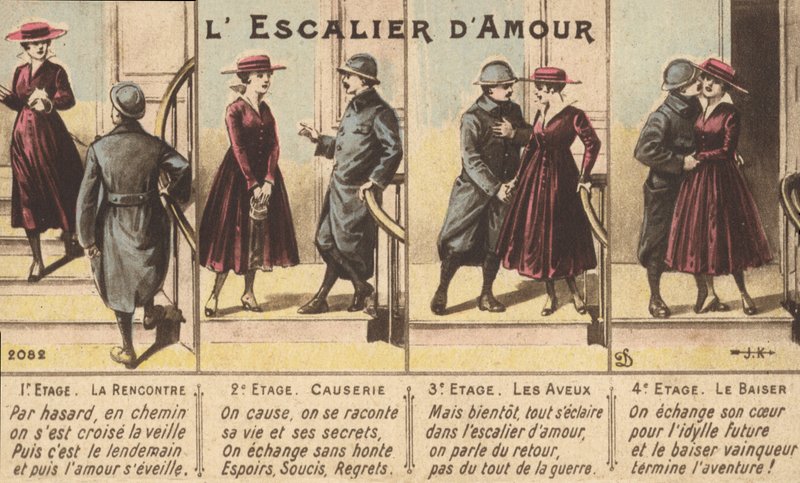 Kærlighedens udvikling (farve litho) af French School