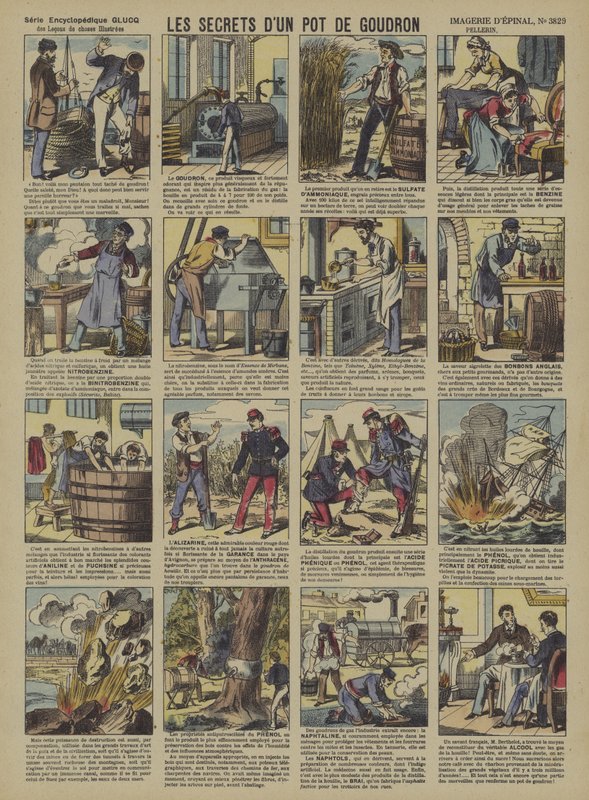 Hemmelighederne bag et kar tjære (farve litho) af French School