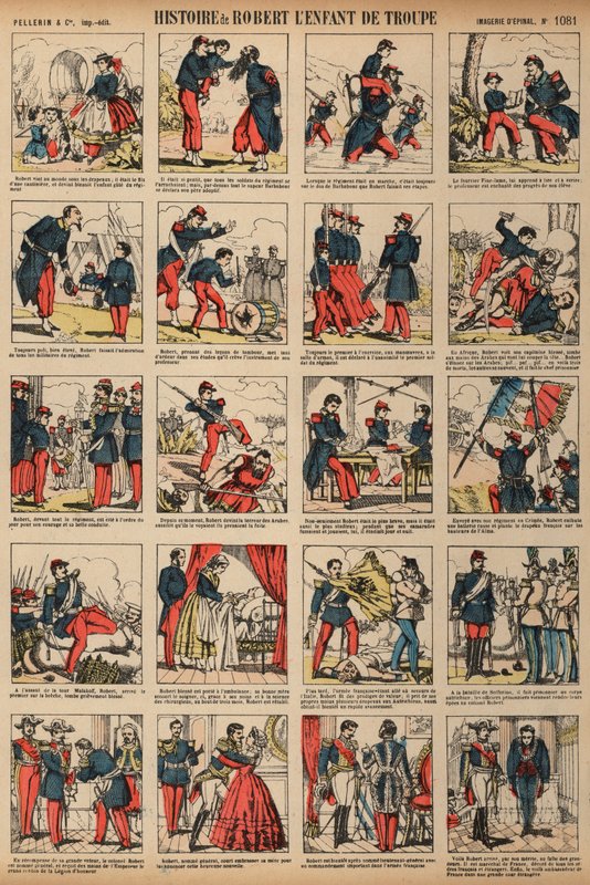 Historien om Robert, troppens barn (farvet indgravering) af French School