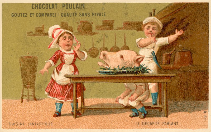 Det talende hoved (chromolitho) af French School