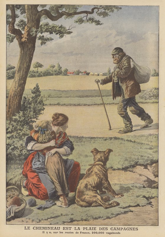 Omstreiferen er landskabets plage (farve litho) af French School