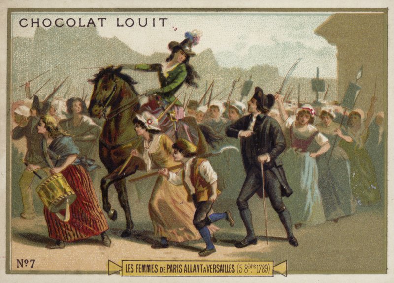 Kvinderne i Paris marcherer mod Versailles, den franske revolution, 5. oktober 1789 af French School