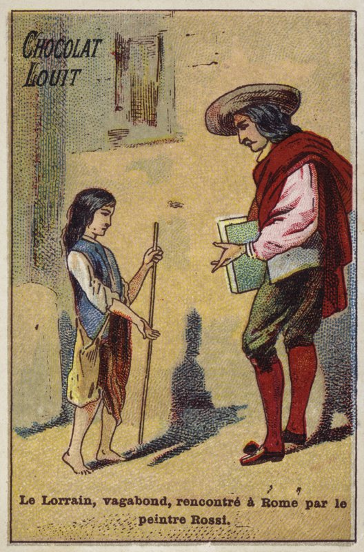 Den unge vagabond Claude Lorrain mødes i Rom af maleren Rossi af French School
