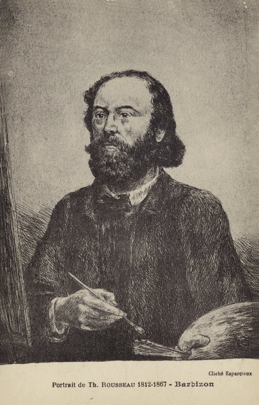 Theodore Rousseau, fransk maler (litografi) af French School